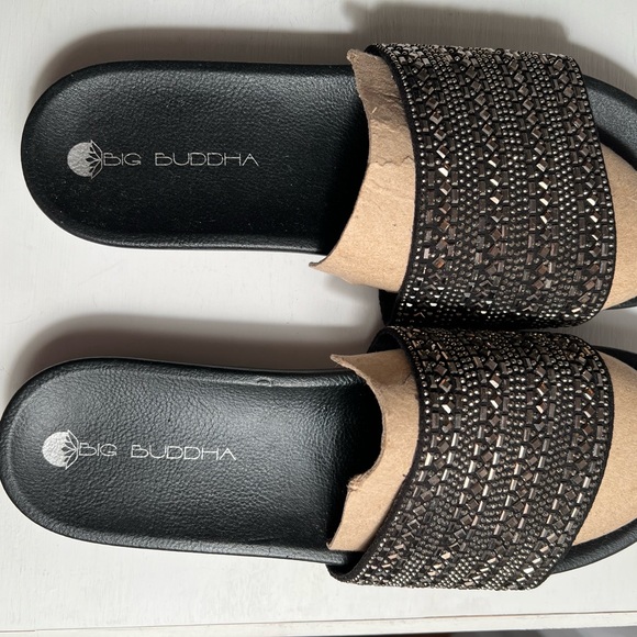 Big Buddha black and bronze beaded slides. Size 10 - Picture 2 of 6